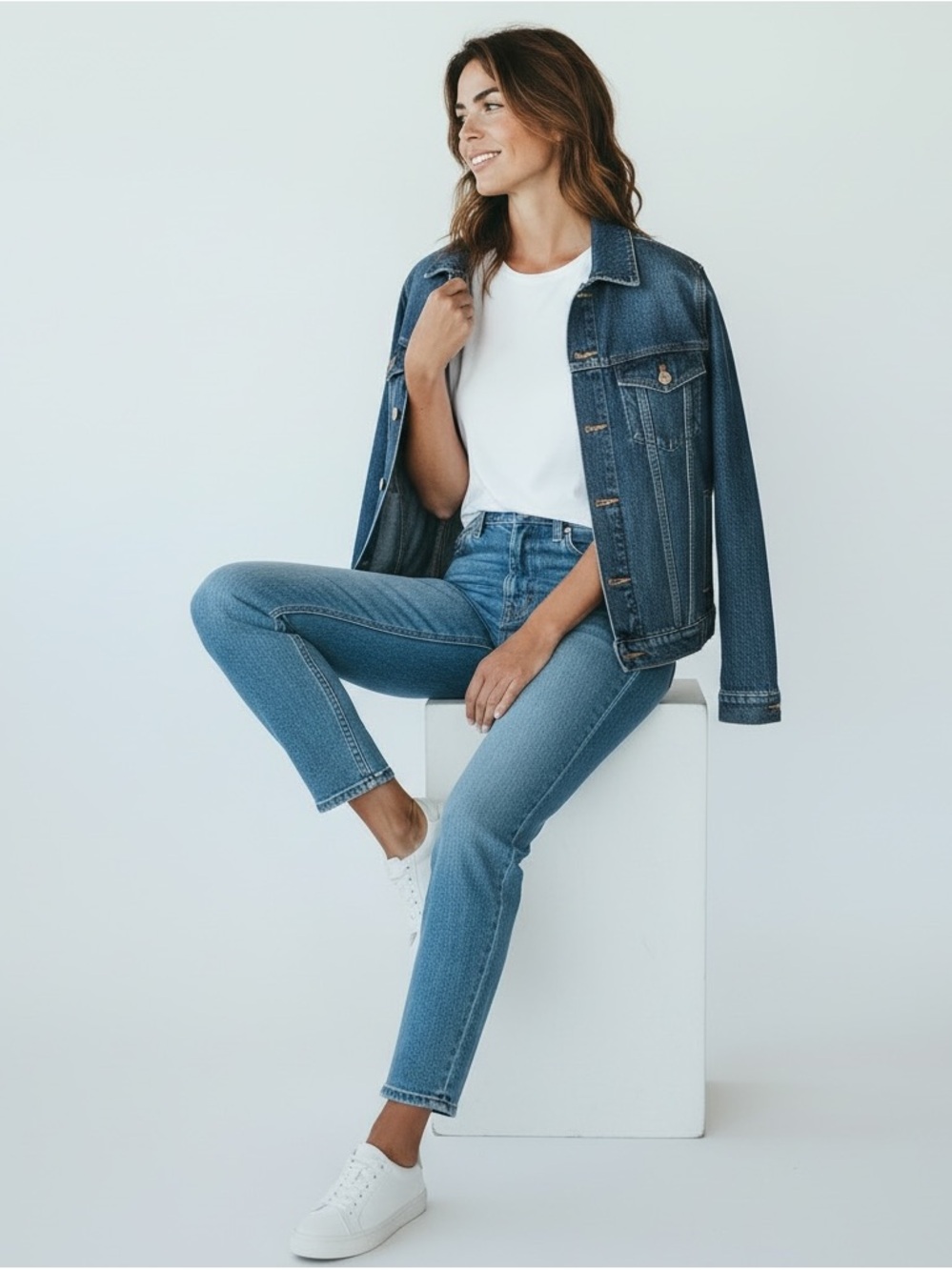 We The Free Free People Denim Trucker Jacket S NWOT Dark Wash Factory Sample